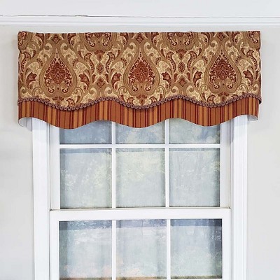 Gold and Bronze Chenille Damask Rod Pocket Valance