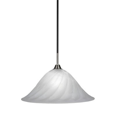 Toltec Lighting Paramount 1 - Light Pendant in  Matte Black/Brushed Nickel with 20" White Alabaster Swirl Shade