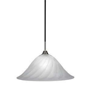 Toltec Lighting Paramount 1 - Light Pendant in  Matte Black/Brushed Nickel with 20" White Alabaster Swirl Shade - 1 of 1