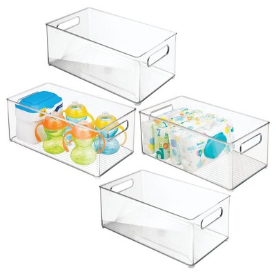 Mdesign Plastic Baby Food Storage Organizer Bin With Handles, 4 Pack, Clear  : Target