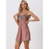 Allegra K Women's Satin Nightgowns V-Neck Solid Color Lace Cami Mini Pajama Dress - 2 of 4