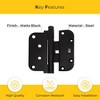 Brixwell 850-8762531 Ultimate 2D Adjustable Steel Guide Hinge Removable Pin Matte Black Finish - 3 of 4