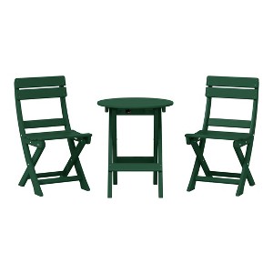 WestinTrends Malibu 3-Piece Outdoor HDPE Folding Patio Bistro Table and Chairs - 1 of 4