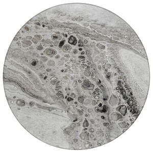 Pewter Gray And Silver Abstract Washable Indoor Outdoor Area Rug - 1 of 4