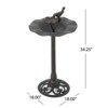 VisioGear Bird Baths, 34'' Bird Bath Outdoor Decor with Base, Outdoor Bird Baths with Large Space, Green, 18"*18"*34.25" - 3 of 4