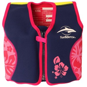 Konfidence Learn to Swim Buoyancy Jacket in Pink Hisbiscus - 1 of 4