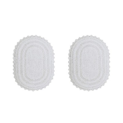 Lilly Crochet Collection 100% Cotton Tufted Reversible 2-Piece Bath Rug Set – Super Absorbent, Machine Washable Bathroom Mats with Crochet Pattern
