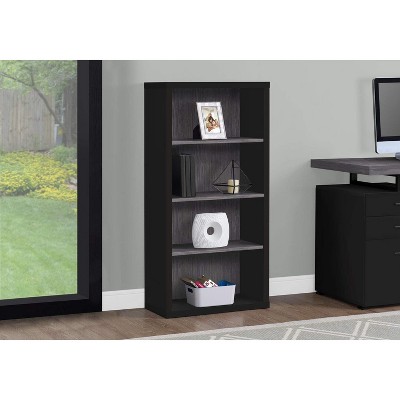 Contemporary Black and Gray Laminate 48" Adjustable Bookshelf
