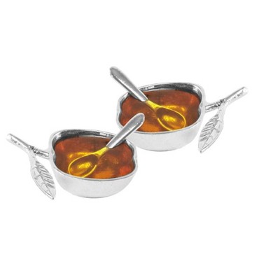 Classic Touch Set of 2 Silver Salt/Honey Dish