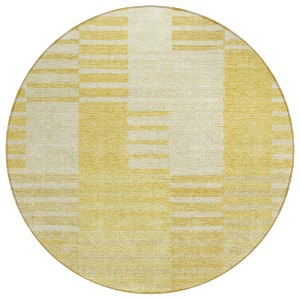 Gold Wheat And Ivory Striped Washable Indoor Outdoor Area Rug - 1 of 4