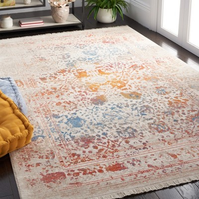 Multicolor Synthetic Easy-Care Hand-Knotted 4' x 6' Area Rug