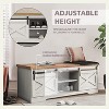 47 inch Modern Shoes Bench with Double Sliding Barn Door, Thickened Cushion, Farmhouse Entryway Storage Bench for Entryway, Hallway - 2 of 4