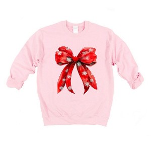 Simply Sage Market Women's Graphic Sweatshirt Coquette Christmas Snowflake Bow - 1 of 4