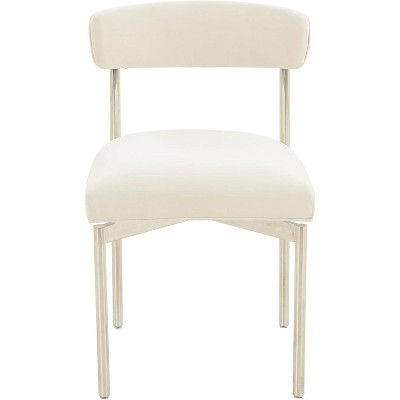 UNISOAR Modern Velvet Dining Chair with Silver Legs Upholstered Armless Side Chair Velvet Beige/Grey Blue/Green