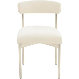 UNISOAR Modern Velvet Dining Chair with Silver Legs Upholstered Armless Side Chair Velvet Beige/Grey Blue/Green - 1 of 4