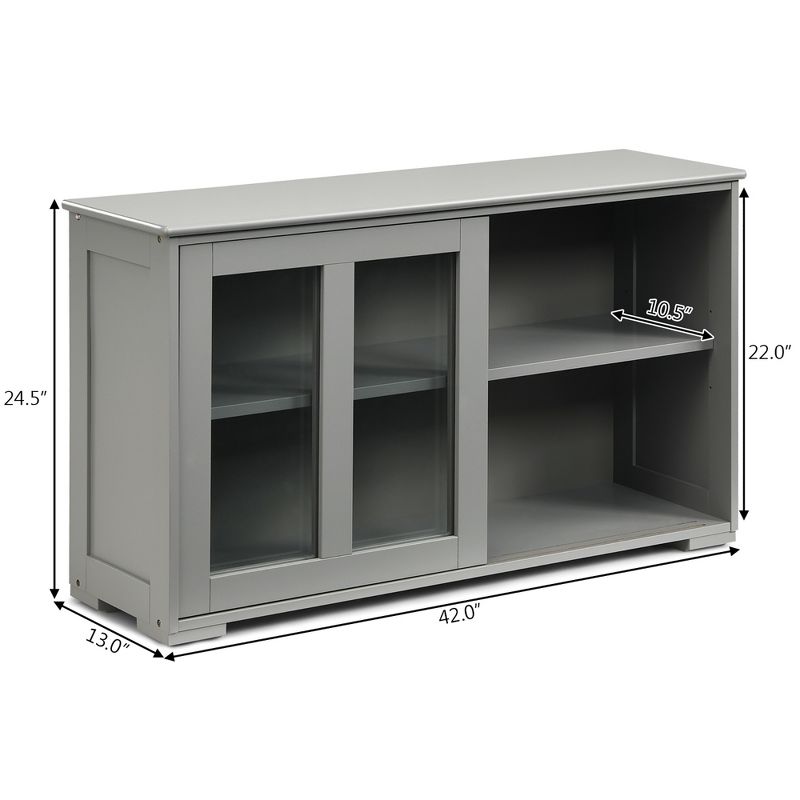 Costway Kitchen Storage Cabinet Sideboard Buffet Cupboard w/ Sliding Door, 3 of 11