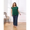 Women's Plus Size Summer Pleated Curved Hem Ruffle Sleeve Round Neck Dressy Loose Blouses - GRACE & GRANDEUR - 2 of 4