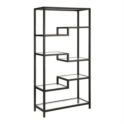 Black metal and on sale glass bookshelf