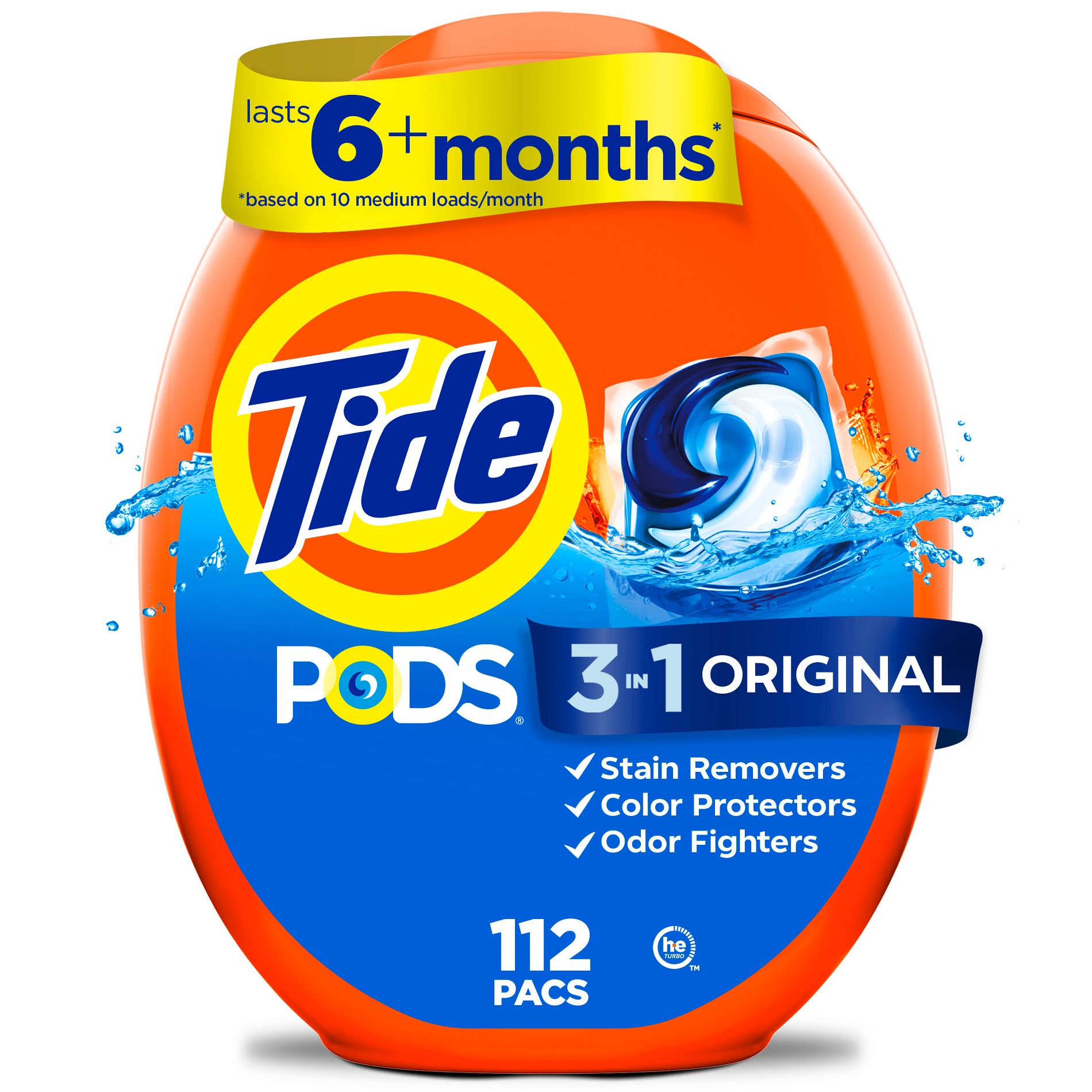 Tide Original Pods HE Compatible Laundry Detergent Soap Pacs - 93oz/112ct
