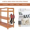 Tangkula Freestanding 3-Tier Wood Shoe Rack Shelf Storage with 4 Metal Hanging Bars - 4 of 4