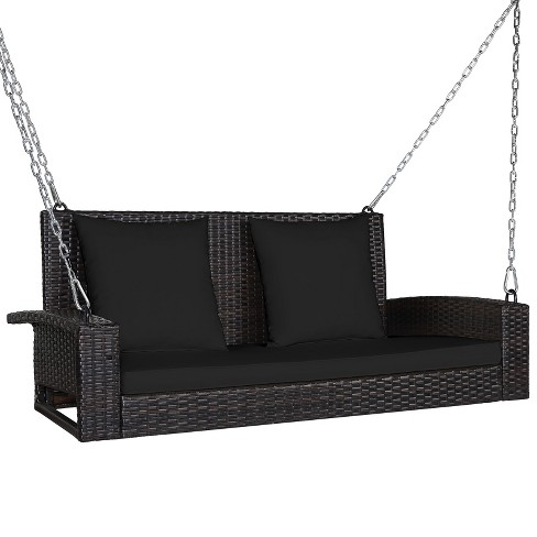 Black wicker porch swing new arrivals