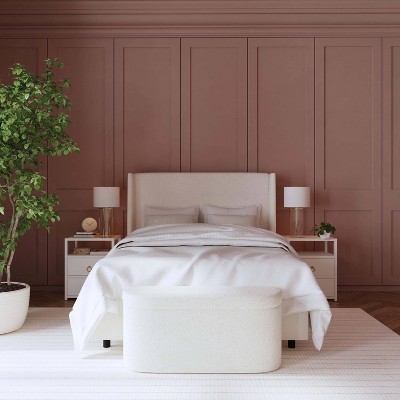 Skyline Furniture Flynn Upholstered Storage Bench Milano Snow: Elegant Ottoman, Bed End Seating
