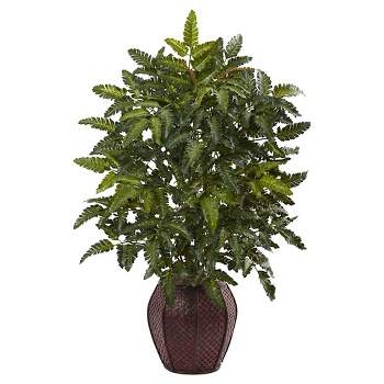 33" Bracken Fern with Decorative Planter - Nearly Natural