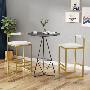 KTMBDW Height Bar Stools Set of 2, Kitchen Bar Stools with Back, Mid Century Modern Velvet Upholstered for Kitchen Island Dining Room - 1 of 4