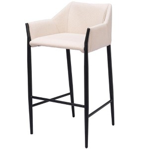 HomeRoots 30" Beige And Black Fabric And Steel Bar Height Bar Chair - 1 of 4