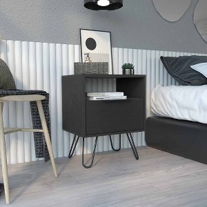 NicBex Modern Nightstand with 1 Drawer and Open Storage Bedside Table with Metal Legs End Table for Living Room, Bedroom - 1 of 4