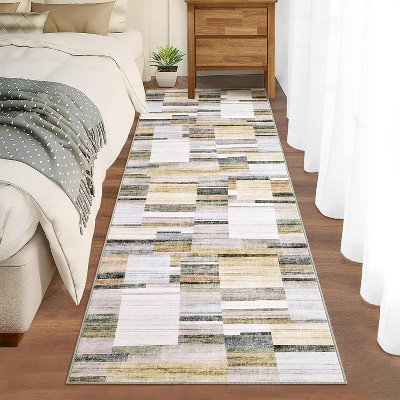 Washable Runner Rug Non Slip Kitchen Rugs Modern ndoor Entryway Rug Farmhouse Soft Bath Mat Stain Resistant Carpet for Bedroom Hallway Laundry