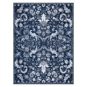 Coolmee Area Rug for Living Room, Washable Rug Low Pile Retro Accent Floral Rug Non-Slip Foldable Carpet for Bedroom, Dining Room - 1 of 4