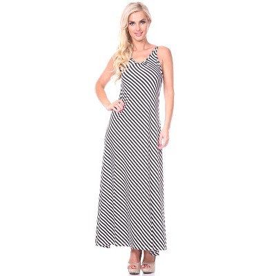 Women's Backless Striped Maxi Dress - White Mark