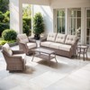 Belord 5PCS Brown Round Rattan Patio Furniture Set with 6" Thick Cushion, Outdoor Lounge Set with Swivel Chairs and Two-Tier Patio Coffee Table - 3 of 4