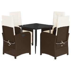 vidaXL Garden Dining Set Brown, Cream, Black - 1 of 4