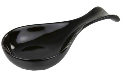 Home Basics Ceramic Spoon Rest, Black