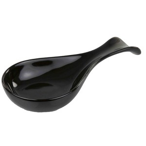 Home Basics Ceramic Spoon Rest, Black - 1 of 4