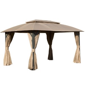 Gloweer 10x14FT Outdoor Gazebo with Double Roofs, Privacy Curtains, Mosquito Nettings, Heavy Duty Metal Frame Party Tent - 1 of 4