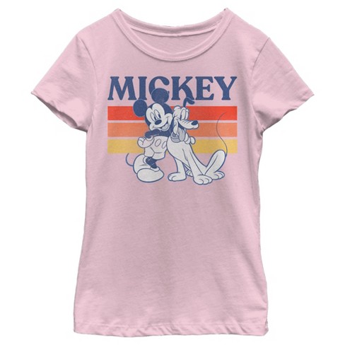 Girl's Mickey & Friends Retro Pluto And Mickey Mouse T-shirt - Light ...