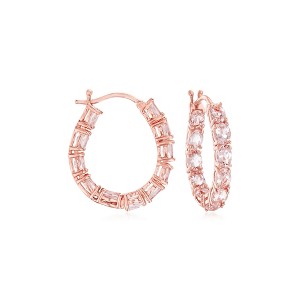 Ross-Simons 3.35 ct. t.w. Morganite Inside-Outside Hoop Earrings in 18kt Rose Gold Over Sterling - 1 of 4