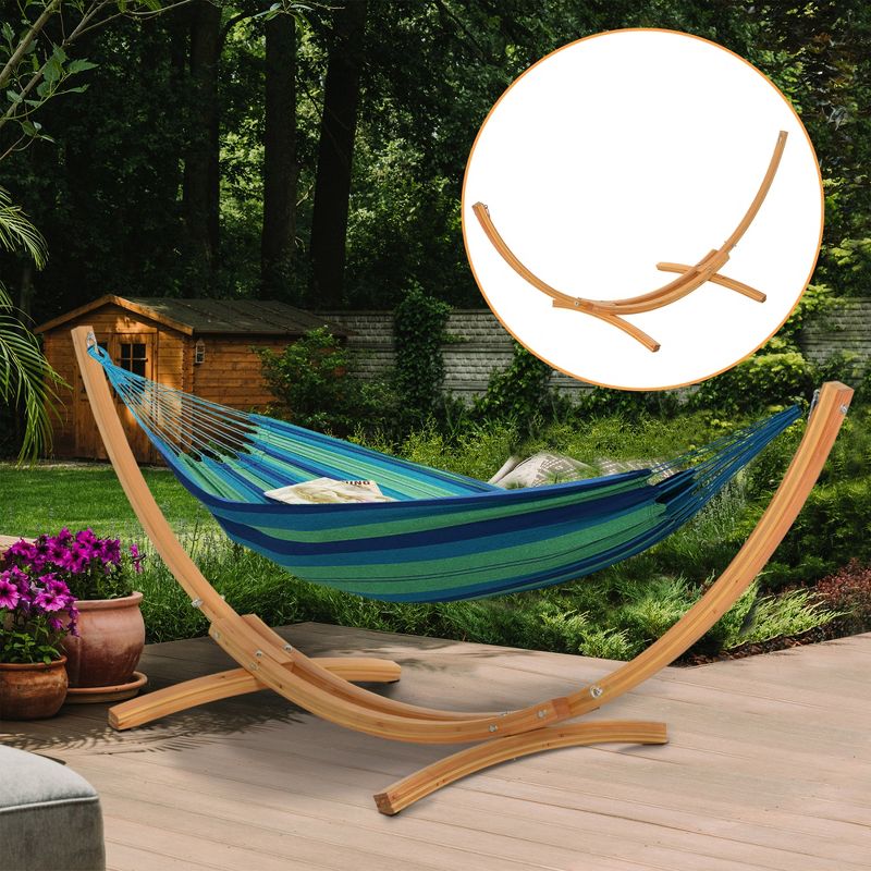 Outsunny 128" Wooden Hammock Stand Universal Garden Picnic Camp Accessories, 264lbs, 2 of 8