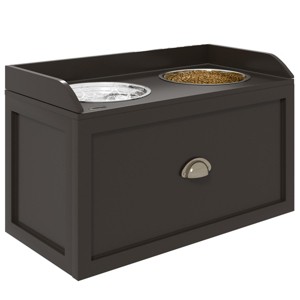 INFURNIC Pet Bowl Elevated Feeding Station with Storage Drawer Stainless Steel Bowls for Large Dogs, Brown, 23.5"*11.8"*14.3" - 1 of 4
