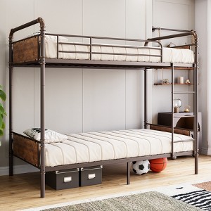 Bunk Bed Twin Over Twin Metal Bunkbeds with Ladders and 16.6 Safety Guardrail, Twin Bunk Beds for Kids, Adults and Small Spaces, No Box Spring Needed - 1 of 4