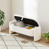 JUJABU Oval Storage Ottoman Bench with 3D Lamb Fleece Upholstery – Large Hidden Compartment for Bedroom, Living Room, or Entryway, Cream White - 3 of 4