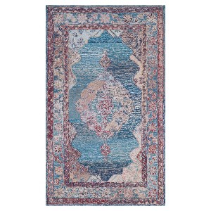 Blue Abstract Tufted Accent Rug - (3