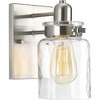 Progress Lighting Calhoun Collection 1-Light Bath & Vanity Wall Light, Brushed Nickel, Clear Glass Shade - 2 of 4
