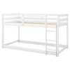 CAVINAS Twin Over Twin Pine Wood Floor Bunk Bed with Slide/Ladder & Guardrails,House Bed Frame for Kids Room,Bedroom - 3 of 4
