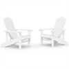 vidaXL Set of 2 Adirondack Patio Chairs with High-Backrest & Wide Arms, Low-Maintenance Terrace Chairs, HDPE & Steel Construction, Classic White - 2 of 4