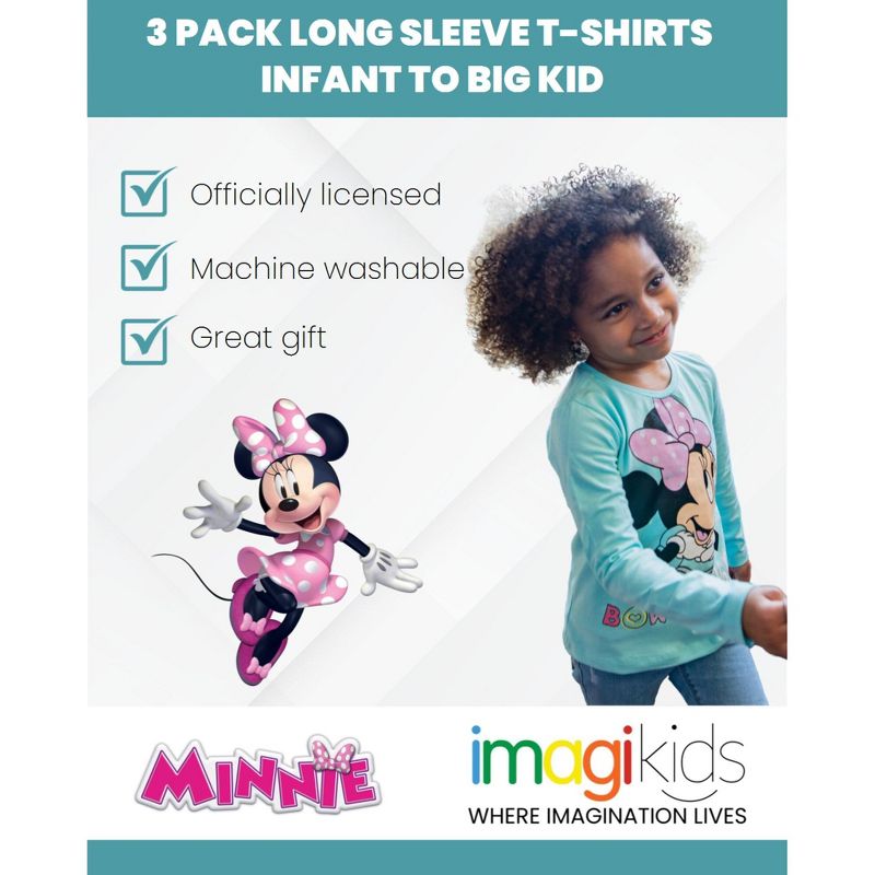 Disney Minnie Mouse Daisy Duck 3 Pack Graphic T-Shirts Little Kid to Big Kid, 3 of 9