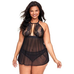 Adore Me Women's Alexus Babydoll Lingerie XL / Jet Black. - 1 of 3